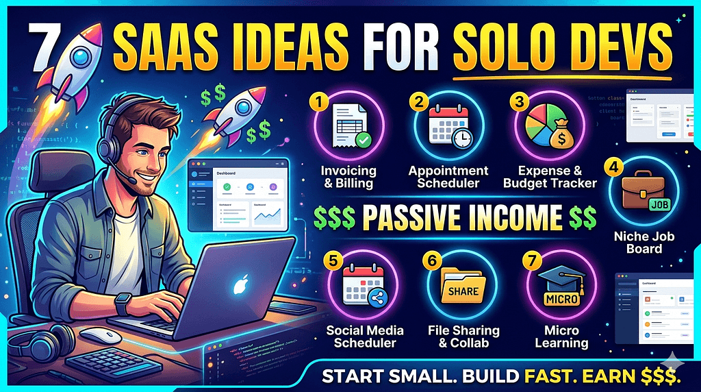 Thumbnail for 7 SaaS Products a Solo Developer Can Build to Earn Passive Income