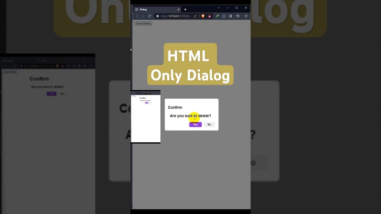 Thumbnail for video: Beautiful HTML DIALOG  ASMR Coding 🔥 |  Using HTML Dialog Tag