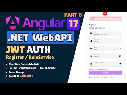 Thumbnail for Angular & ASP.NET Core Web API Role-Based Registration Step by Step Guide