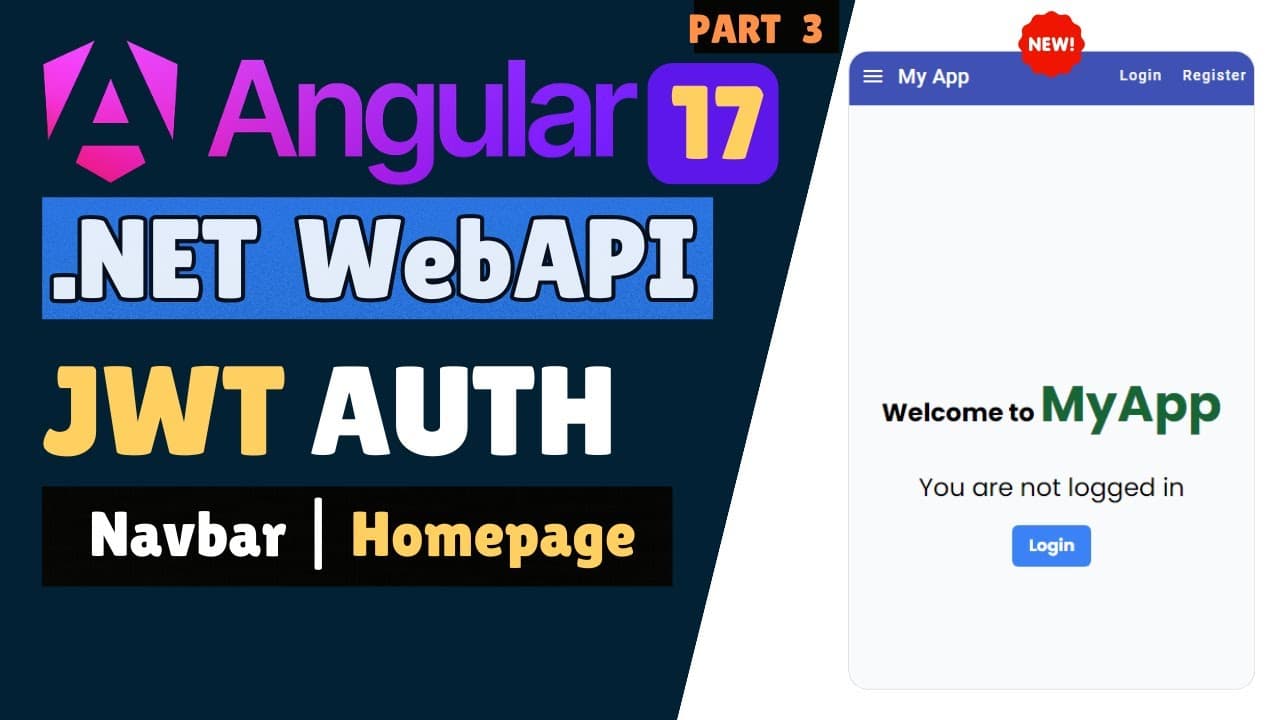 Thumbnail for video: Protected Access: Angular & ASP.NET Core Web API - Part 3 Navbar & HomePage Design 🔐