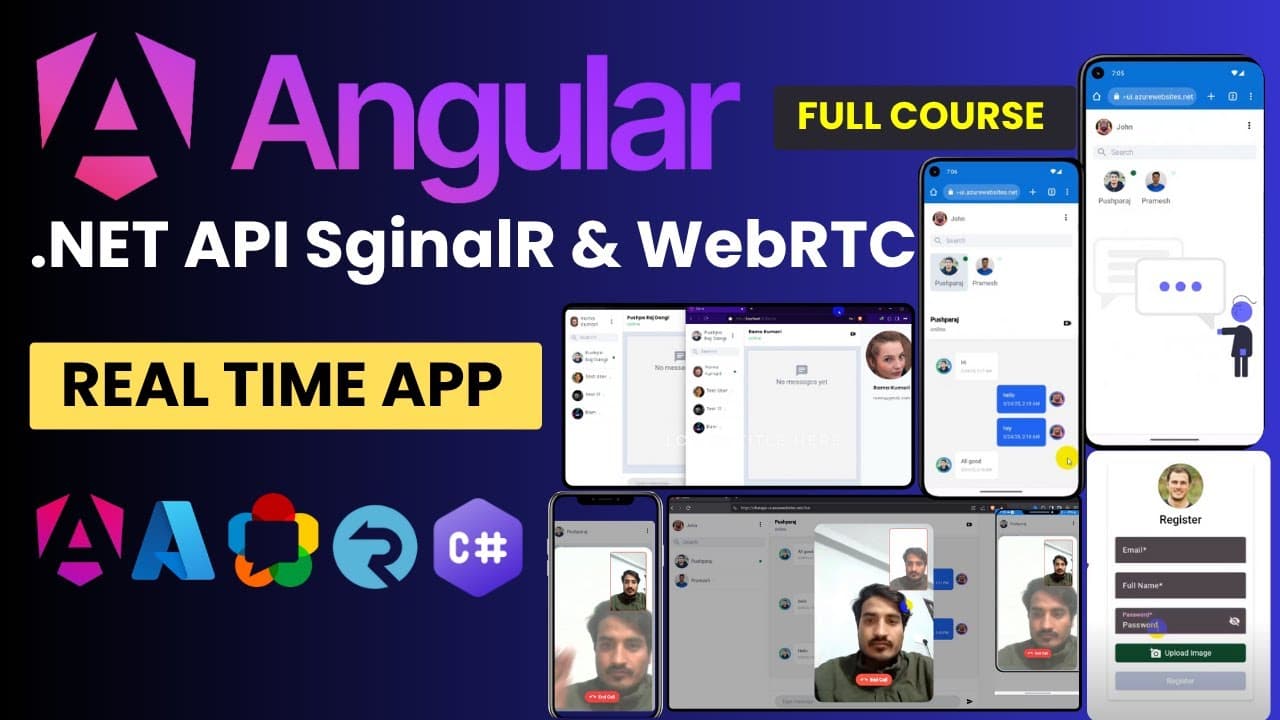 Thumbnail for video: Full Stack Chat App: ASP.NET Core + Angular + WebRTC + SignalR Tutorial