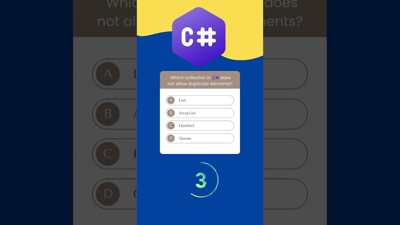 Thumbnail for video: Which collection in C# does not ❌ allow duplicate elements?