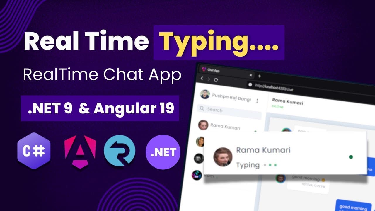 Thumbnail for video: .NET 9 SignalR & Angular 19 | Real-Time Typing Indicator | Live Chat Feature