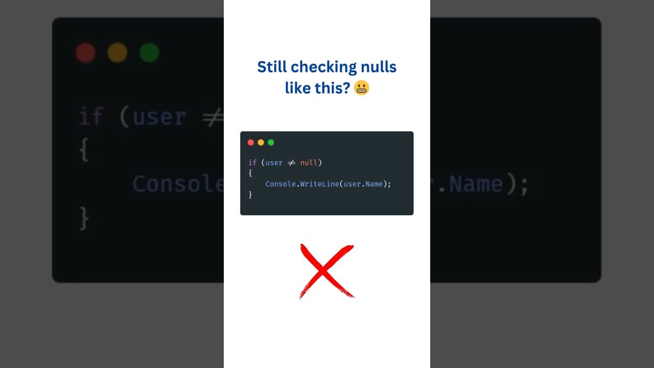 Thumbnail for video: C# Null Like a PRO ! #shorts #csharp #dotnet #dotnet9
