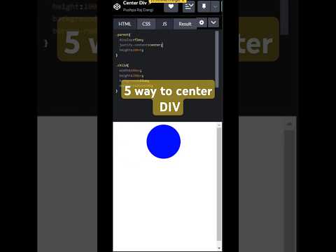 Thumbnail for 5 Ways to Center a DIV - Easy Techniques for Perfect Alignment #coding #css #webdevelopment