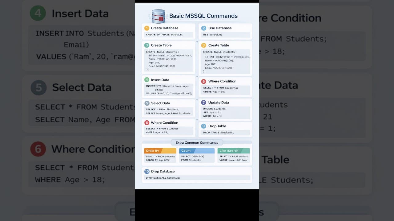 Thumbnail for video: MSSQL Basic Command #mssqlserver #sql #nssqldotnet