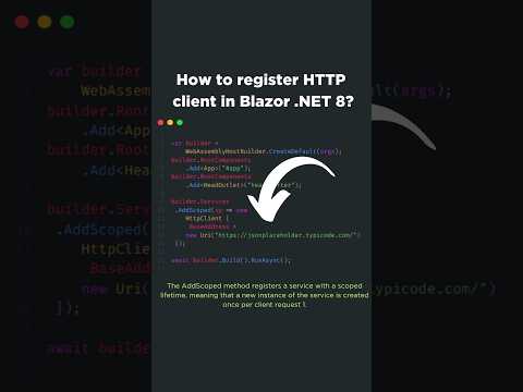 Thumbnail for How do I register HTTP client in Blazor .NET 8? #short #csharp #net8 #blazor