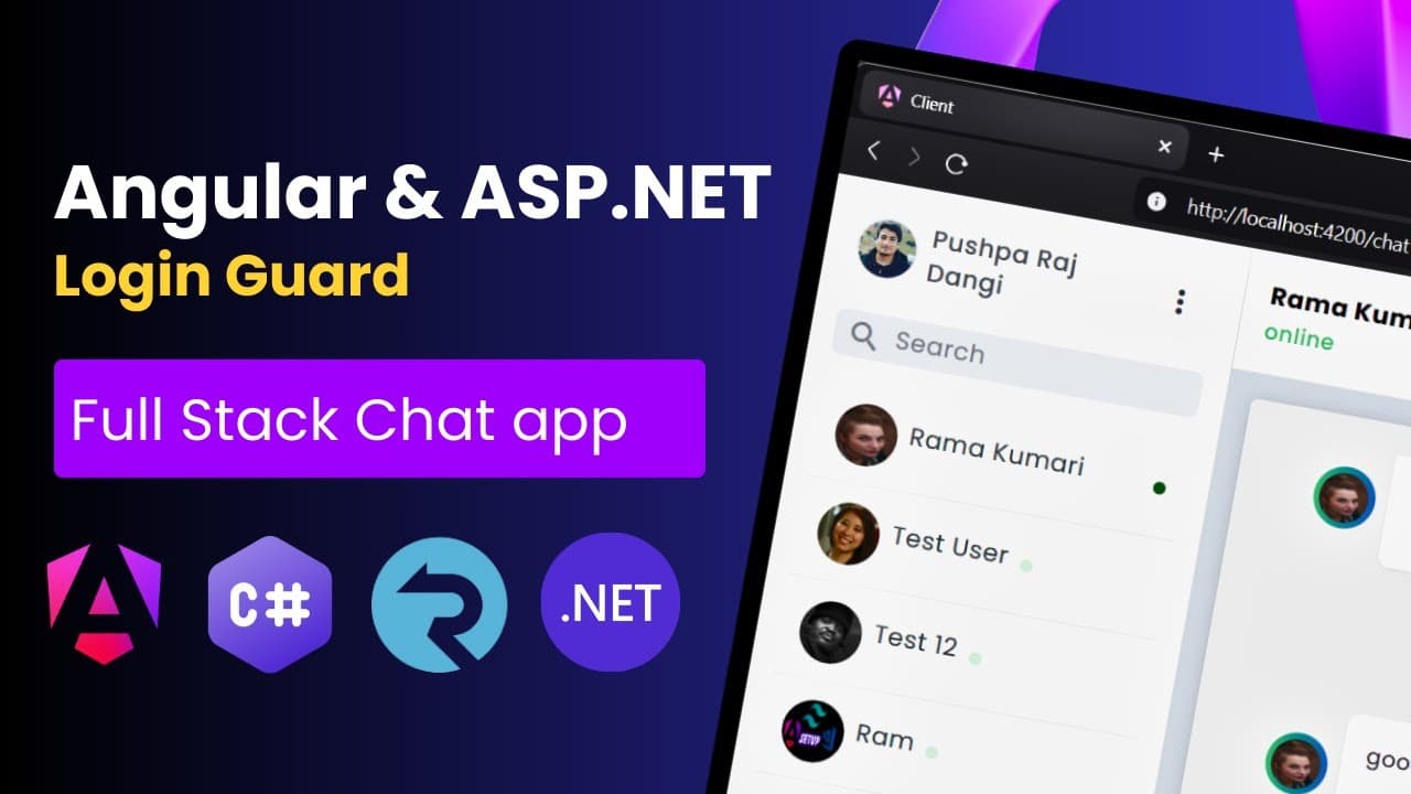 Thumbnail for video: Angular & ASP.NET Core API: Real-Time Chat App with User Details & Login Guard