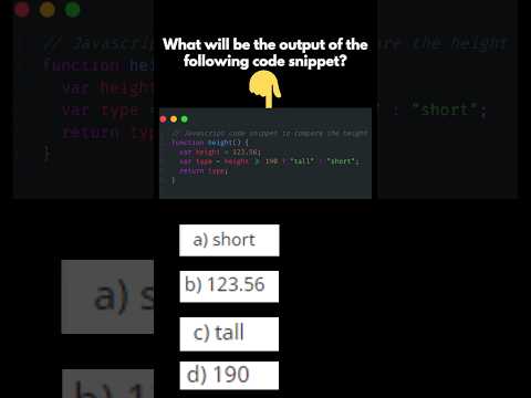 Thumbnail for What is the output of snippet Day 6 #coding #javascript #quiz