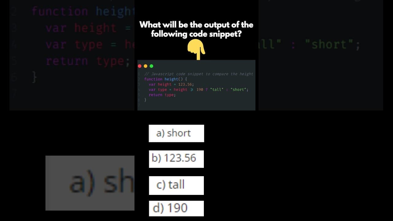 Thumbnail for video: What is the output of snippet Day 6 #coding #javascript #quiz