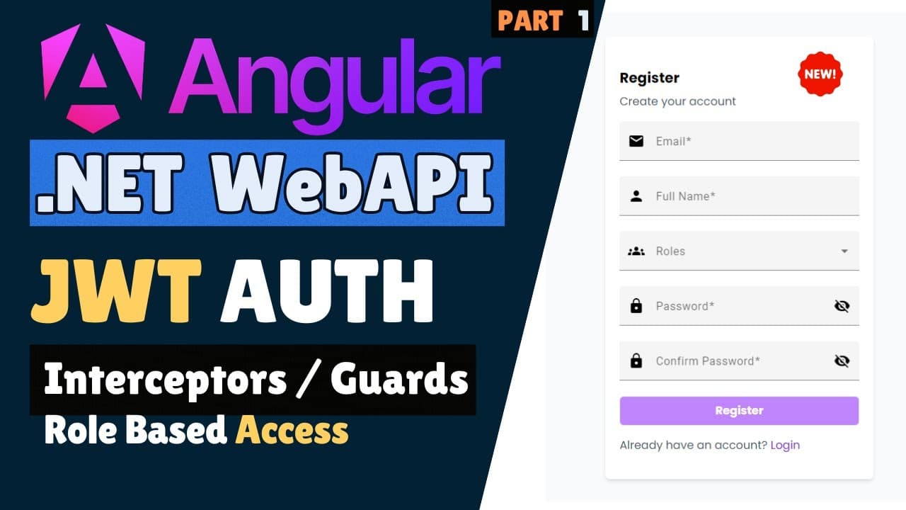 Thumbnail for video: Angular & ASP.NET Core Web API Authentication | Authorization -A Step by Step Guide - Part 1