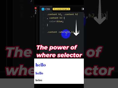Thumbnail for The power of WHERE 💖 Selector Magic in CSS #code #css #coding