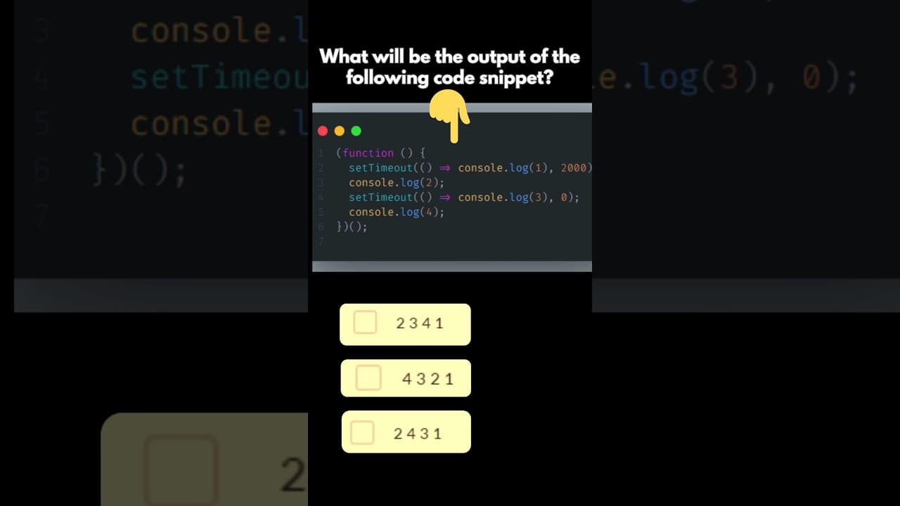 Thumbnail for video: What is the output of snippet Day 5 #coding #javascript