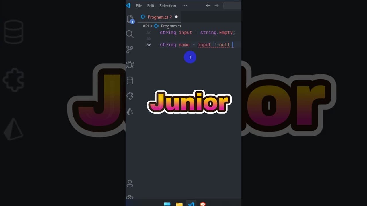 Thumbnail for video: Junior vs Senior C# Coding – Default Value Handling #coding