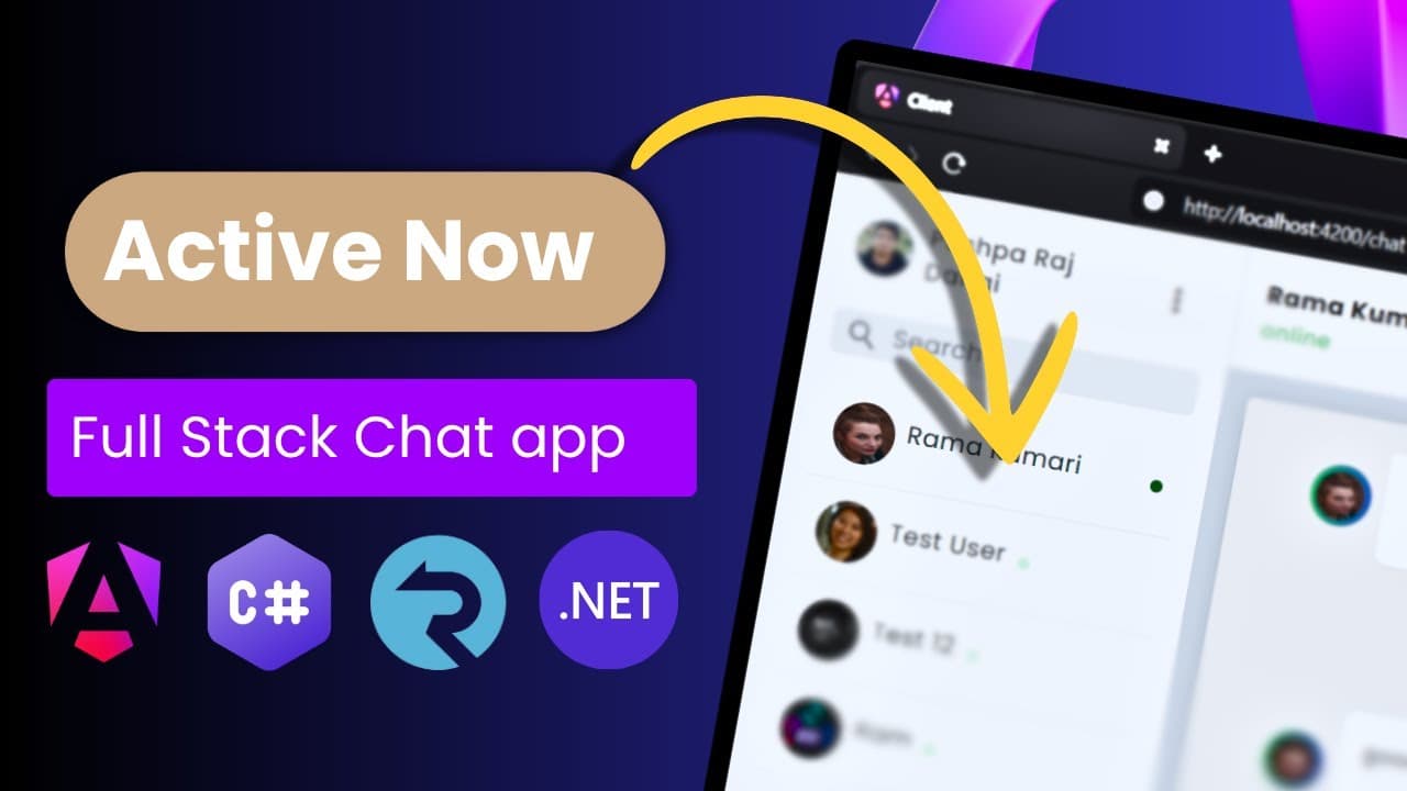 Thumbnail for video: Real Time Active Status & Chat Messages - Angular & ASP.NET Core SignalR