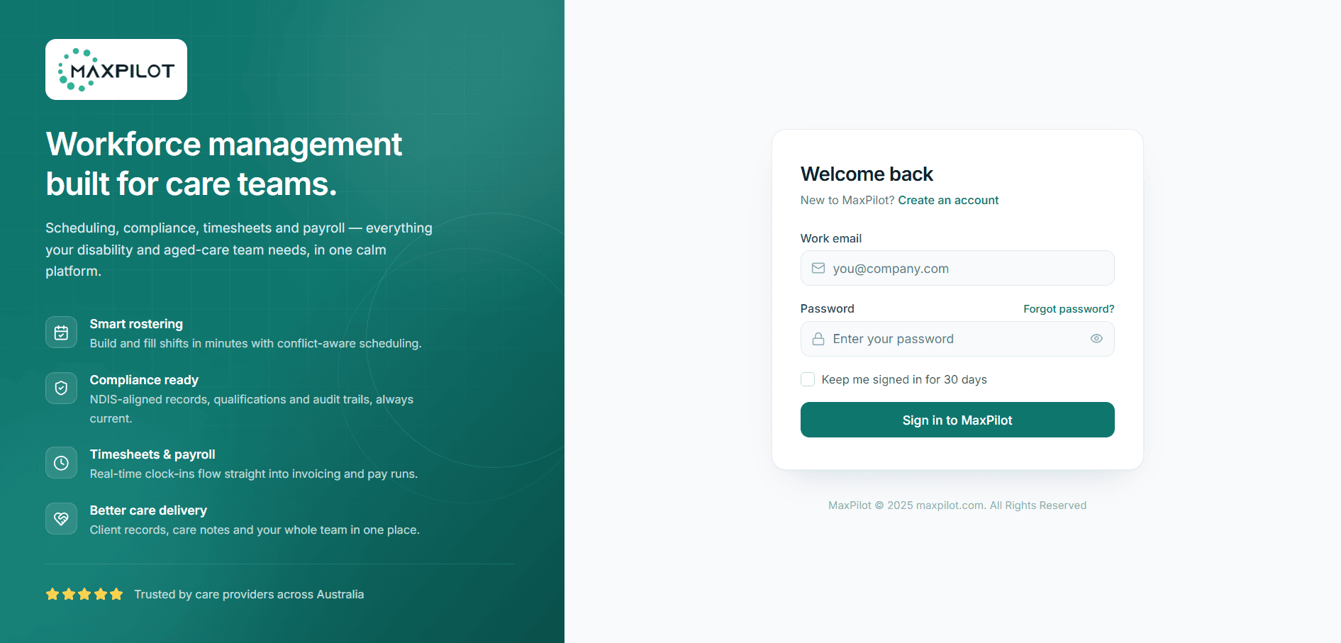 Admin portal login