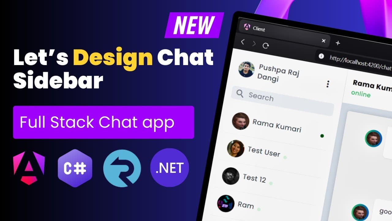 Thumbnail for video: Designing a Beautiful Sidebar | Angular & ASP.NET Core SignalR Chat App