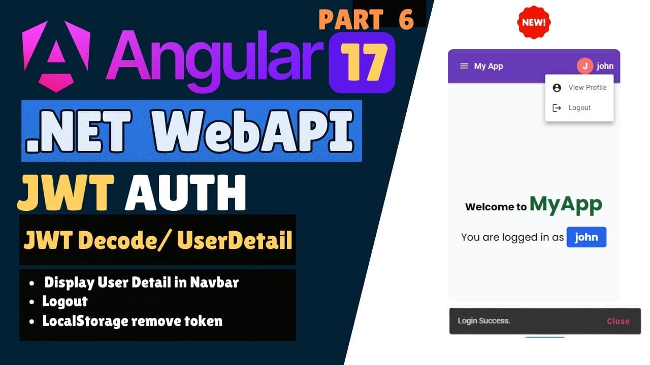 Thumbnail for video: How to DECODE JWT In Angular with .NET 8 Integration | Part 6