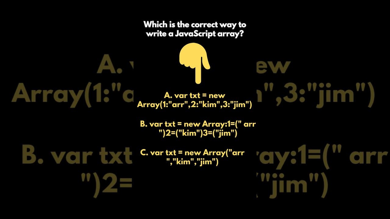 Thumbnail for video: Which is the correct way to write a JavaScript array?