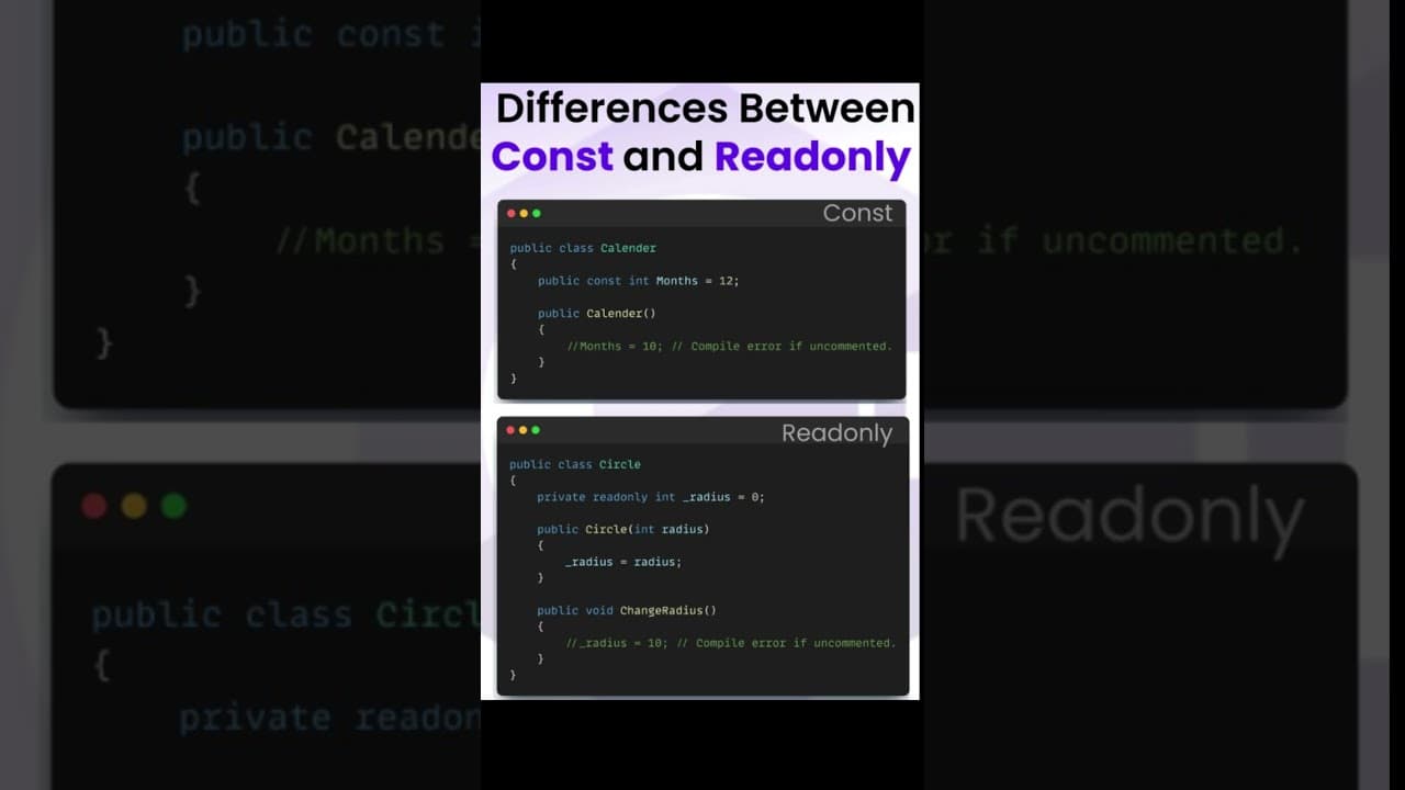 Thumbnail for video: C# Const vs Readonly #coding