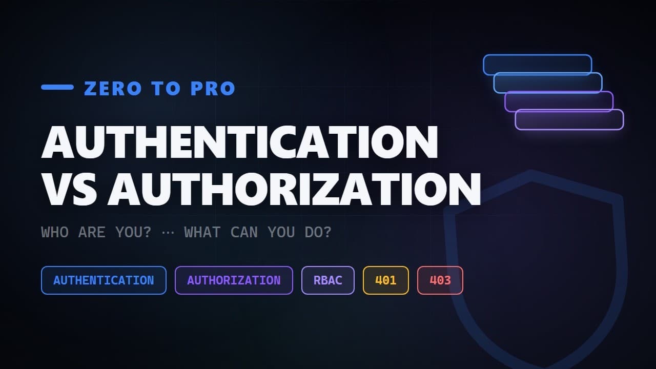 Thumbnail for video: Authentication vs Authorization Explained (Zero to Pro)
