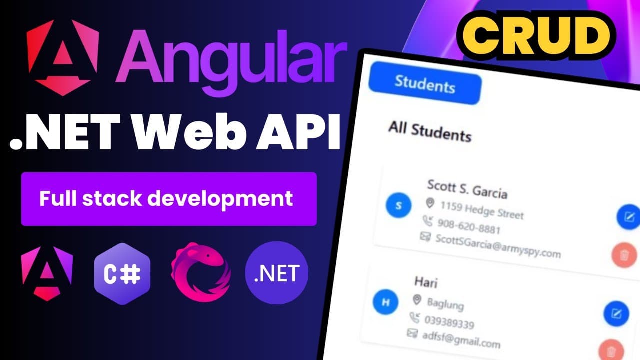 Thumbnail for video: Angular + ASP.NET Core Web API CRUD Guide