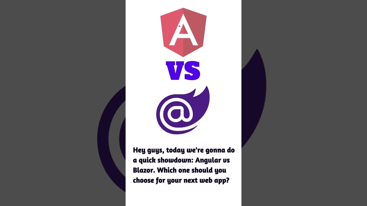 Thumbnail for video: Angular vs Blazor in 50 second #programming #angular #blazor