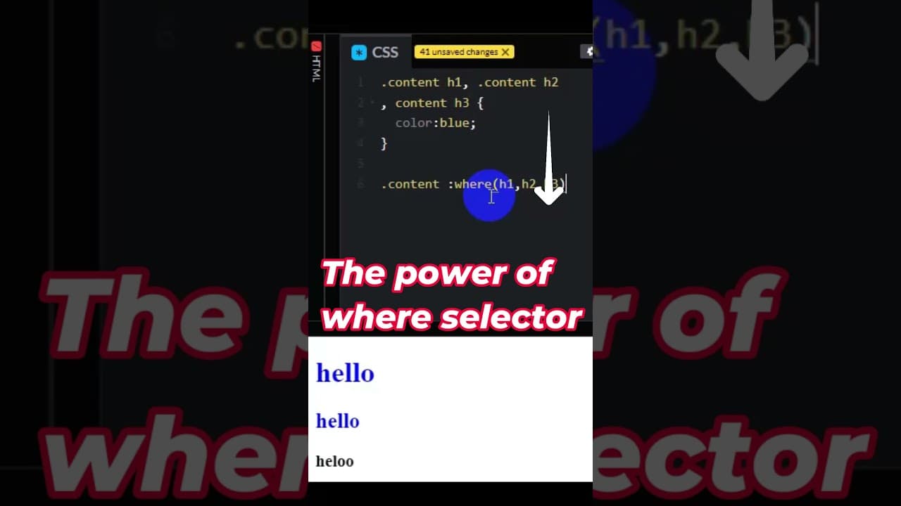 Thumbnail for video: The power of WHERE š Selector Magic in CSS #code #css #coding
