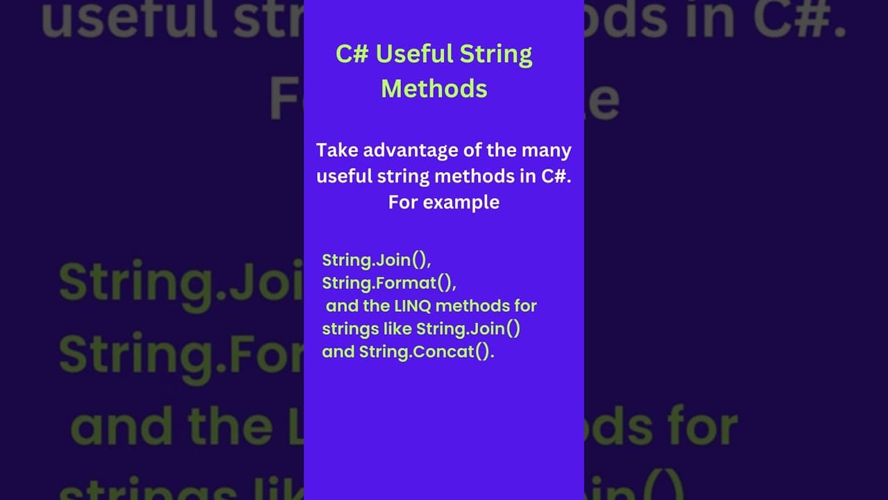 Thumbnail for video: C# Useful String Methods