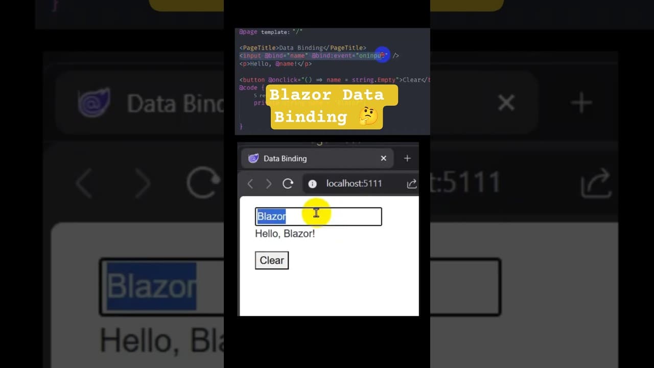 Thumbnail for video: Blazor Data Binding in 20 Seconds | @bind Explained