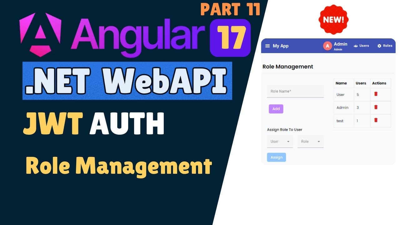 Thumbnail for video: Role Management in Angular & ASP.NET Core Web API - Step-by-Step Guide